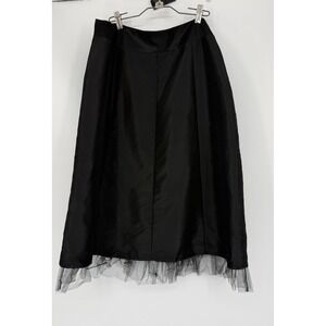 KappAhl Y2K Black Midi Skirt Sheer Mesh Hem Goth Fairy Grunge 90s